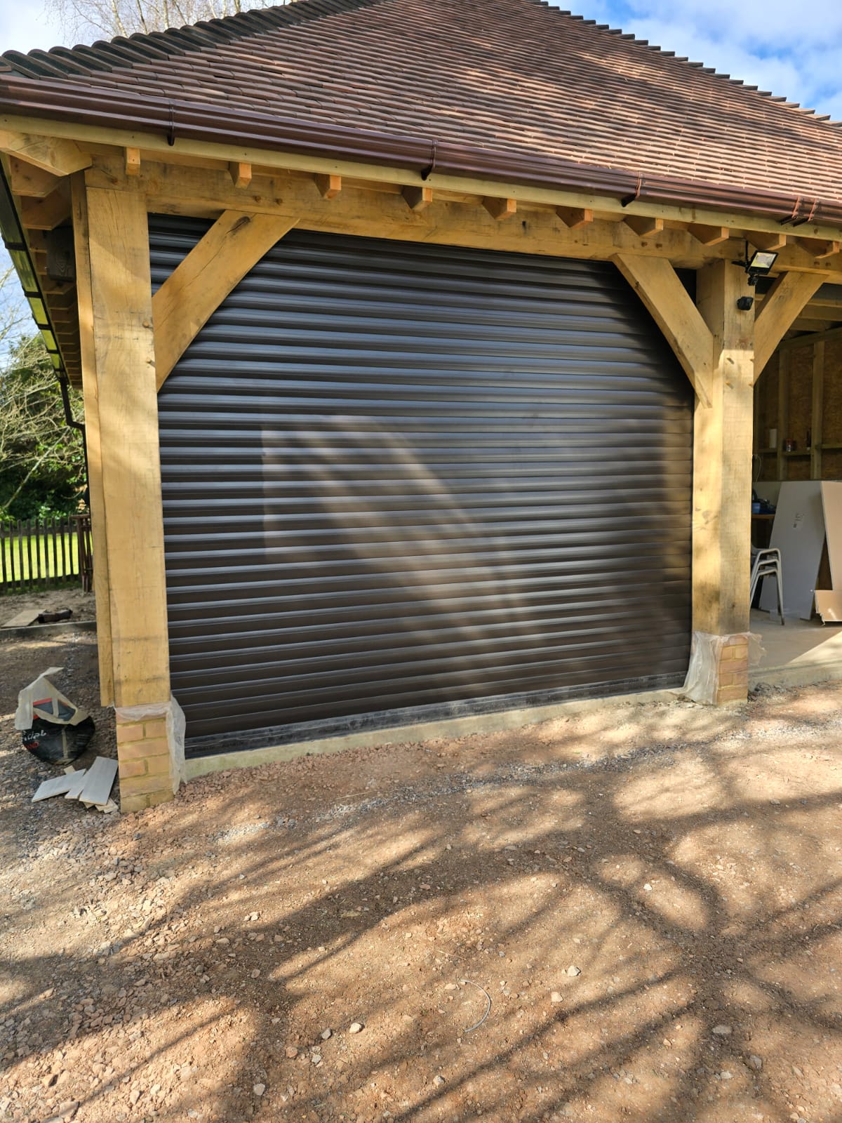 Roller Door Retro Fit Into Oak Framed Building 2